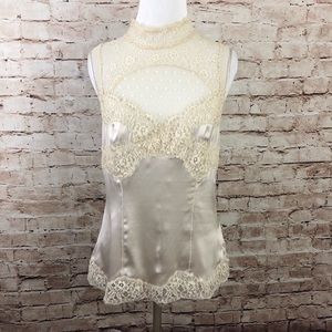 STUNNING Gold Satin & Lace Top